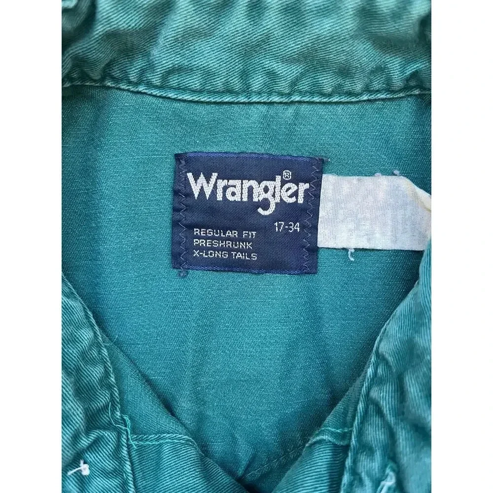 Vintage‎ Wrangler Pearl Snap Button Long Sleeve Shirt Men's Size 17-34 L/XL - Picture 3 of 5